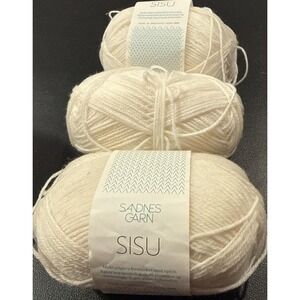 Sandnes‎ Garn Sisu Norwegian Norway Off White Yarn 1.8 Ounce 3 Skeins NEW